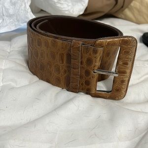 Genuine leather large brown belt
